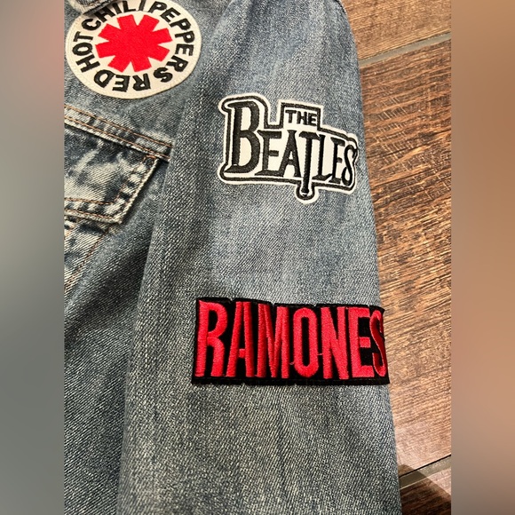 Elwood Garage Trucker Denim Jacket AC DC Pink Floyd LED Zeppelin Guns N Roses - Picture 6 of 9